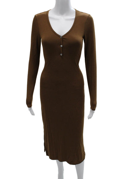 Ingrid & Isabel Women Maternity Bodycon Midi Dress Brown Size XS