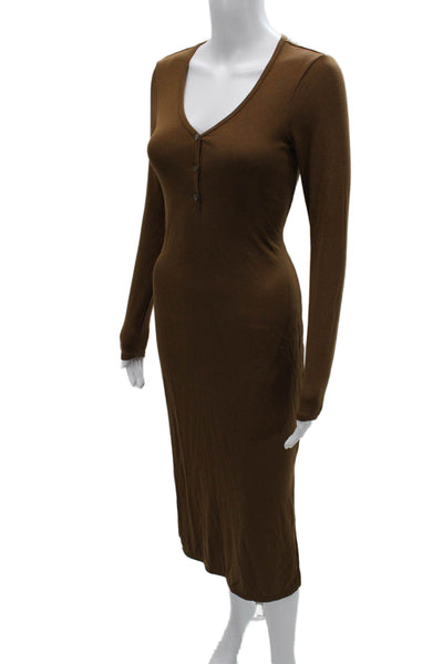 Ingrid & Isabel Women Maternity Bodycon Midi Dress Brown Size XS