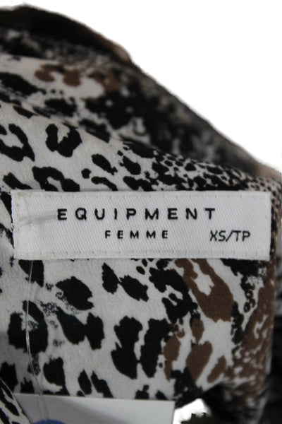 Equipment Femme Women Shirt Dress Multicolor Silk Animal Print Size XS