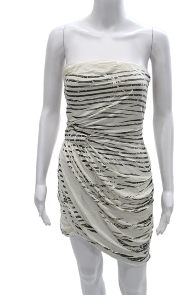 Elizabeth and James Womens Sheath Dress White Strapless Zip Rayon Size 0