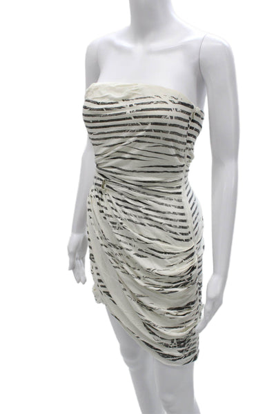 Elizabeth and James Womens Sheath Dress White Strapless Zip Rayon Size 0