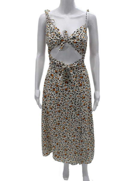 Wayf Womens Maxi Dress White Animal Print Sweetheart Sleeveless Zip Size XS