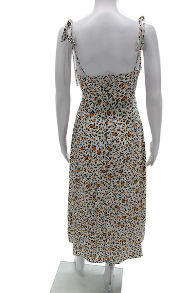 Wayf Womens Maxi Dress White Animal Print Sweetheart Sleeveless Zip Size XS