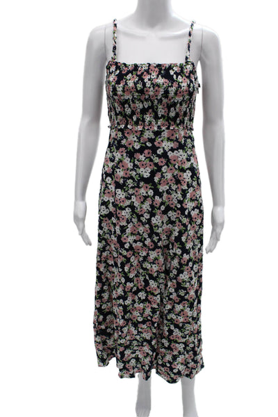 Zara Women Maxi Dress Multicolor Linen Square Neck Sleeveless Zip Size XS