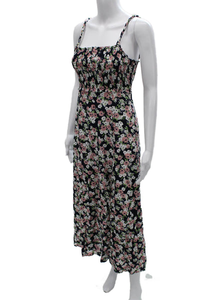 Zara Women Maxi Dress Multicolor Linen Square Neck Sleeveless Zip Size XS