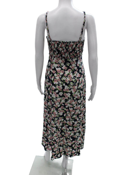 Zara Women Maxi Dress Multicolor Linen Square Neck Sleeveless Zip Size XS