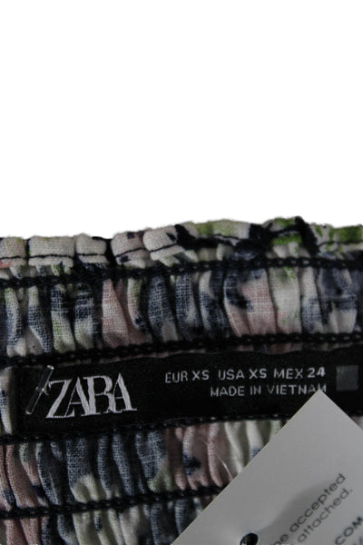 Zara Women Maxi Dress Multicolor Linen Square Neck Sleeveless Zip Size XS