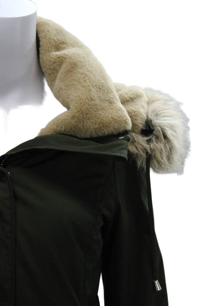 Zara Women Green Parka Zip Long Sleeve Recycled Polyester Solid Size S