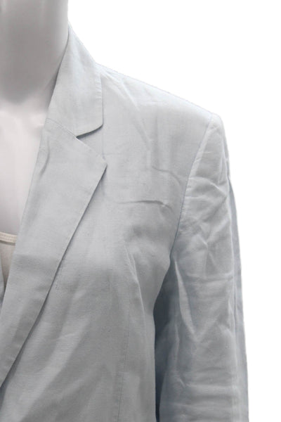 A.L.C. Womens Blue Linen Blazer Button Long Sleeve Size 8