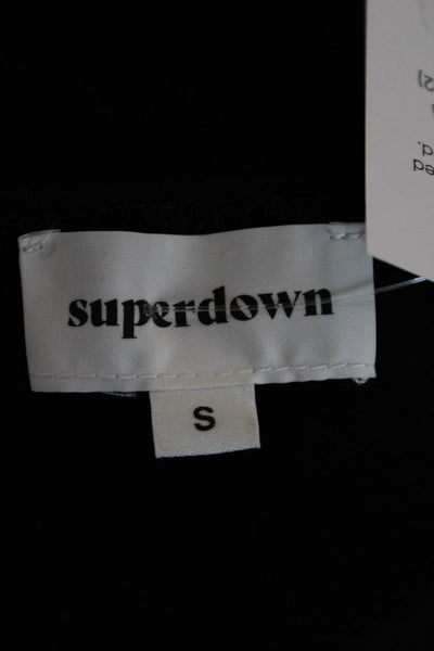 Superdown Womens Cropped Tank Black Rayon Square Neck Sleeveless Zip Size S