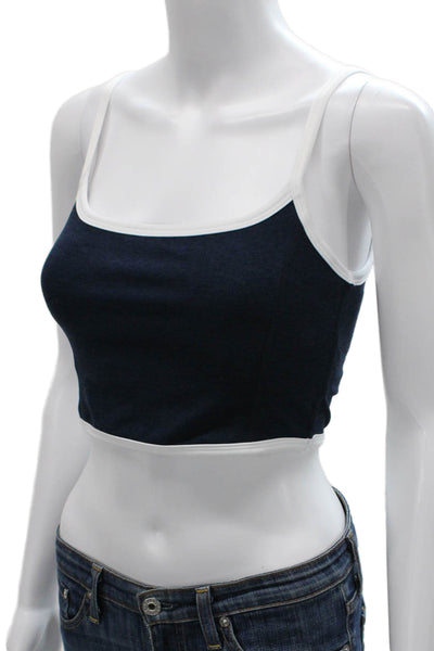 Beyond Yoga Women Cropped Tank Blue Scoop Neck Polyester Size S