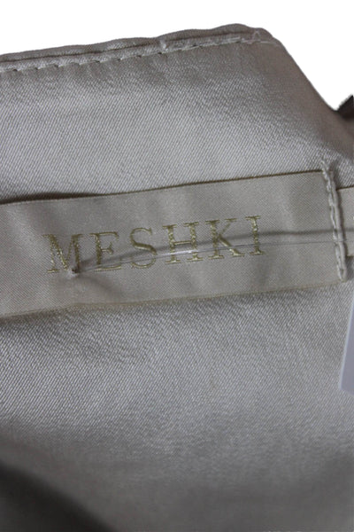 Meshki Women Corset Top Ivory Floral V-Neck Sleeveless Zip Polyester Size S