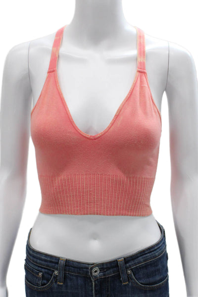 FP Movement Women Cropped Tank Pink V-Neck Polyester Blend Sleeveless Size XS