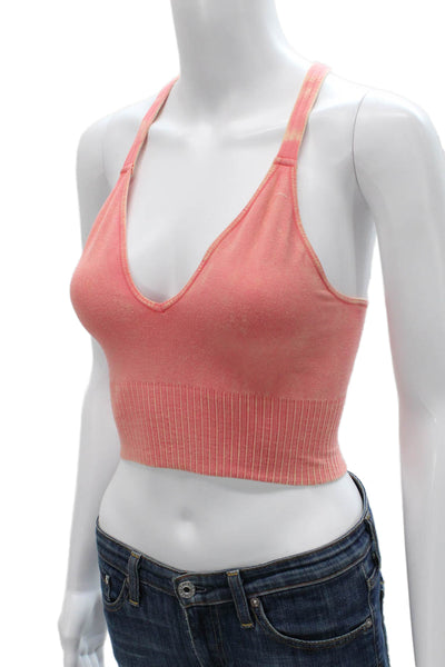 FP Movement Women Cropped Tank Pink V-Neck Polyester Blend Sleeveless Size XS