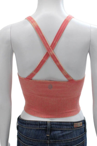 FP Movement Women Cropped Tank Pink V-Neck Polyester Blend Sleeveless Size XS