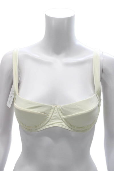Monday Swimwear Women Bikini Top Ivory Recycled Nylon Solid Size S