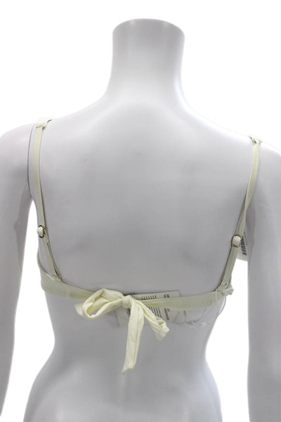 Monday Swimwear Women Bikini Top Ivory Recycled Nylon Solid Size S