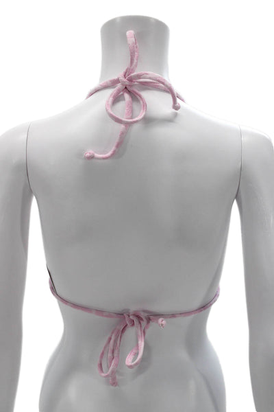 Beach Riot Women Bikini Top Pink Geometric Polyester Swimwear Size S
