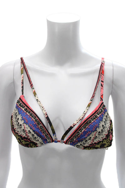 Agua Bendita Women Floral Multicolor Polyester Bikini Top Size S