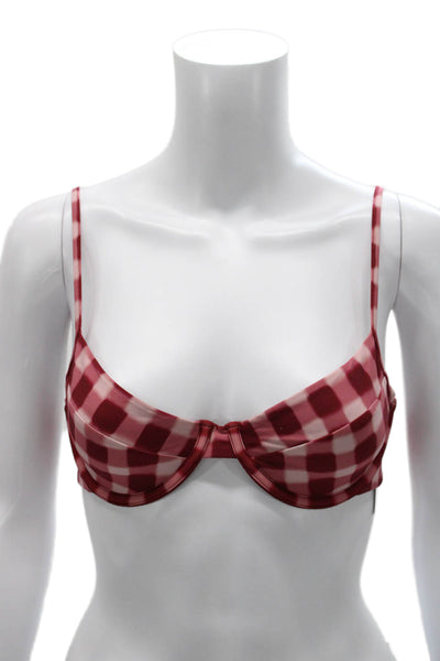 We Wore What Women Bikini Top Red Gingham Nylon Size S