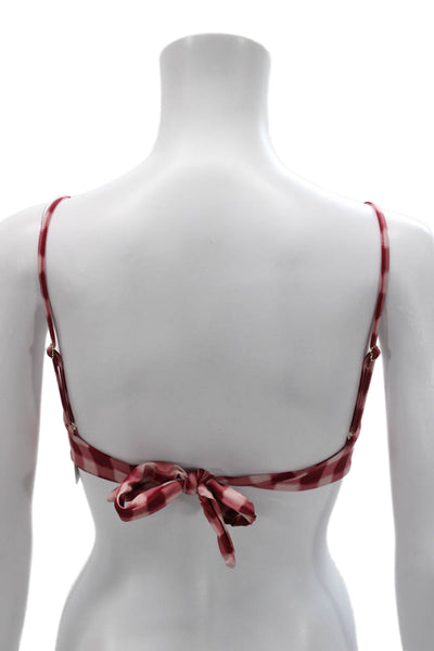 We Wore What Women Bikini Top Red Gingham Nylon Size S