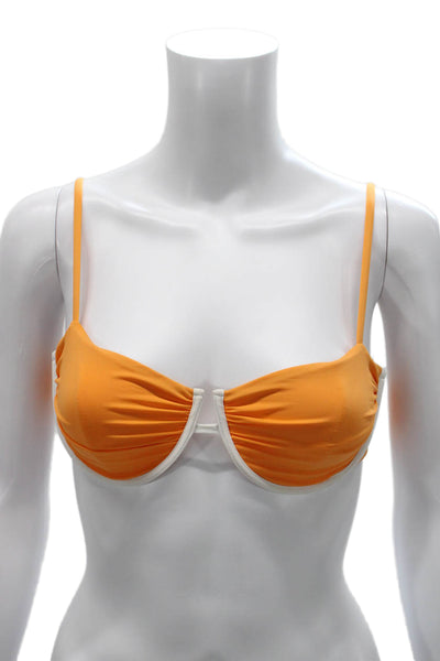 Dippin Daisys Women Orange Nylon Solid Bikini Top Size S