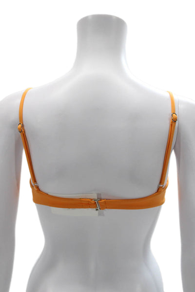 Dippin Daisys Women Orange Nylon Solid Bikini Top Size S