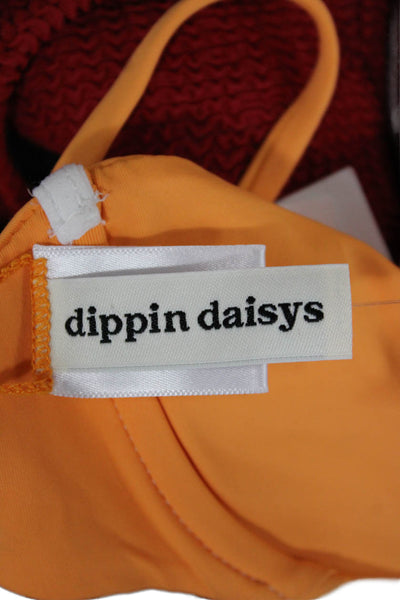 Dippin Daisys Women Orange Nylon Solid Bikini Top Size S