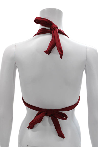 Monday Swimwear Women Red Recycled Nylon Bikini Top Size S