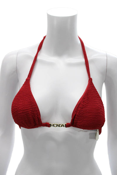 Monday Swimwear Women Red Recycled Nylon Bikini Top Size PP