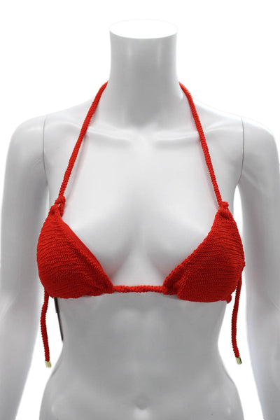 Monday Swimwear Womens Red Recycled Nylon Bikini Top Size S