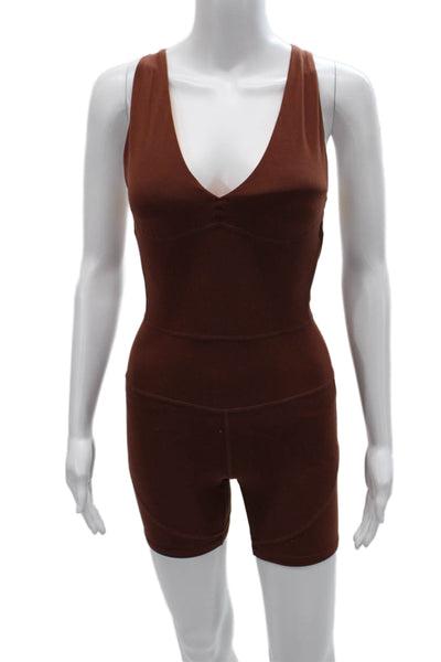 Sorel Women Sleeveless V-Neck Recycled Nylon Romper Brown Size XS