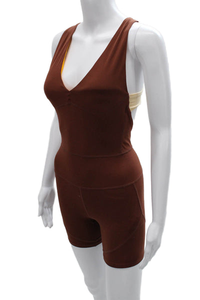 Sorel Women Sleeveless V-Neck Recycled Nylon Romper Brown Size XS