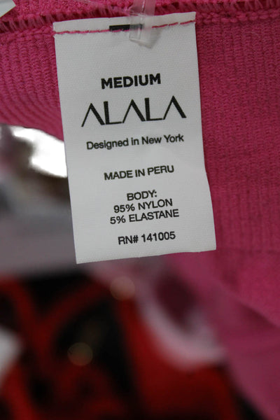 ALALA Womens Compression Leggings Pink Nylon Size M