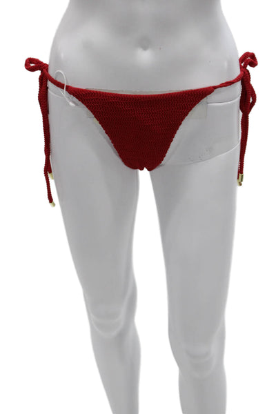 Monday Swimwear Women Recycled Nylon Red Bikini Bottom Size PP