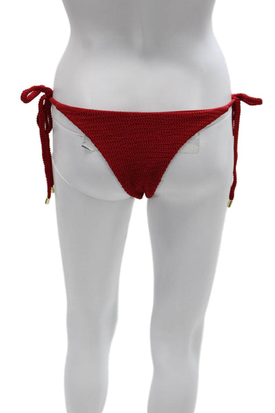 Monday Swimwear Women Recycled Nylon Red Bikini Bottom Size PP