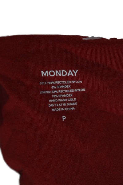 Monday Swimwear Women Recycled Nylon Red Bikini Bottom Size PP