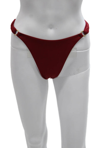 Monday Swimwear Women Red Recycled Nylon Bikini Bottom Size S