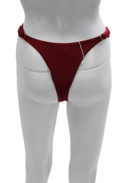 Monday Swimwear Women Red Recycled Nylon Bikini Bottom Size S