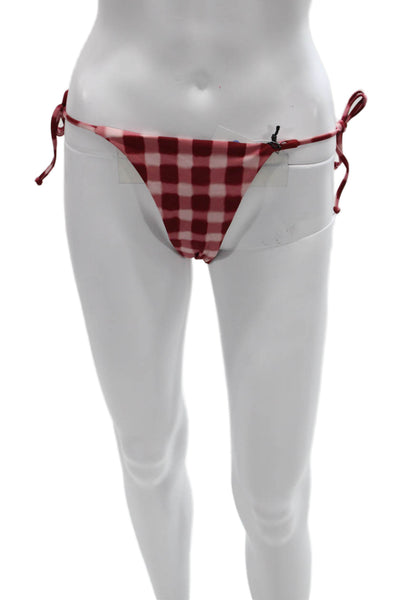 We Wore What Women Red Gingham Nylon Bikini Bottom Size S