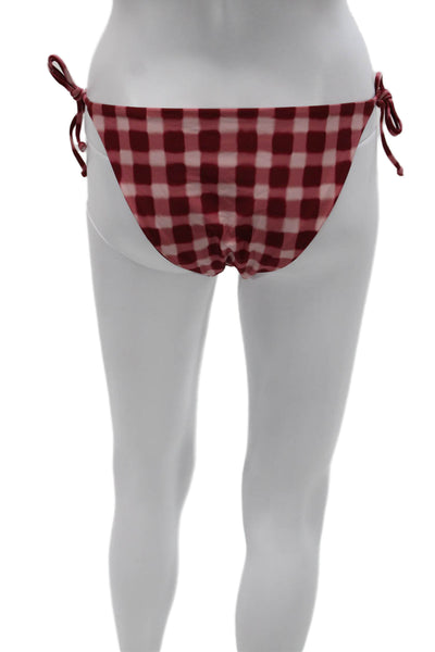 We Wore What Women Red Gingham Nylon Bikini Bottom Size S