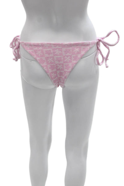 Beach Riot Women Bikini Bottom Pink Geometric Polyester Size S