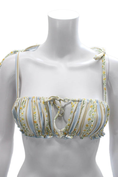 We Wore What Women Bikini Top Multicolor Striped Nylon Size S