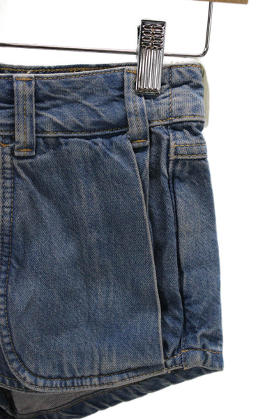 We The Free Women Hot Pants Blue Cotton Solid Size 25