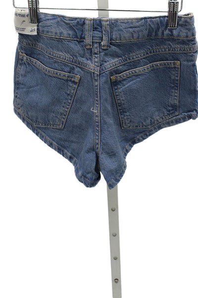 We The Free Women Hot Pants Blue Cotton Solid Size 25