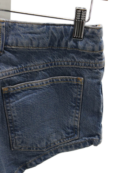 We The Free Women Hot Pants Blue Cotton Solid Size 25