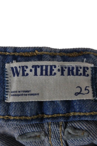 We The Free Women Hot Pants Blue Cotton Solid Size 25