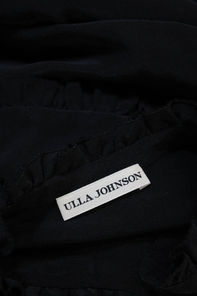 Ulla Johnson Womens Silk High Neck Long Sleeve Blouse Black Size 0