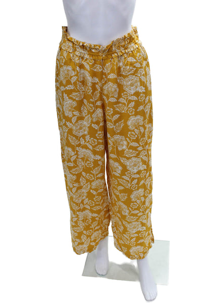 Anthropologie Womens Cropped Floral Viscose Pull On Pants Size S