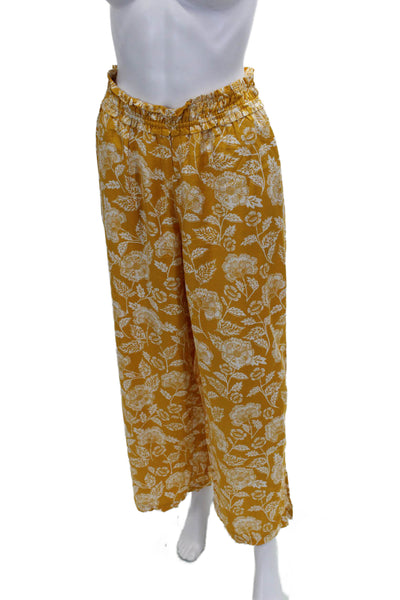 Anthropologie Womens Cropped Floral Viscose Pull On Pants Size S